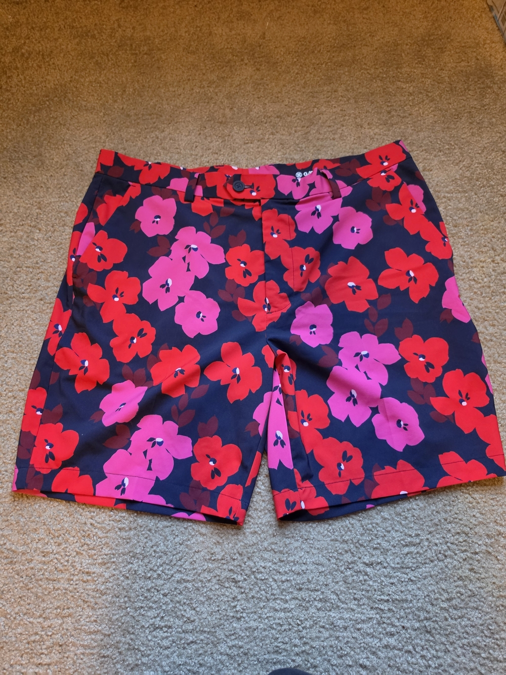 G/FORE Men's Floral Hybrid Shorts - Red & Pink